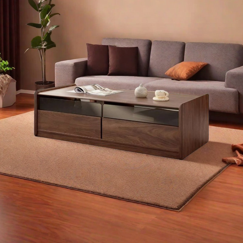 Table à thé en bois massif au design minimaliste, H 15,74 po x L 47,24 po x l 21,65 po