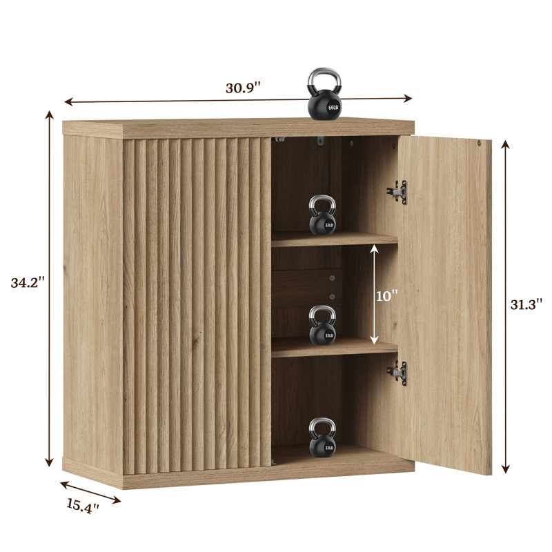 Cesiro Accent Cabinet With Adjustable Shelves, Natural Oak, 3