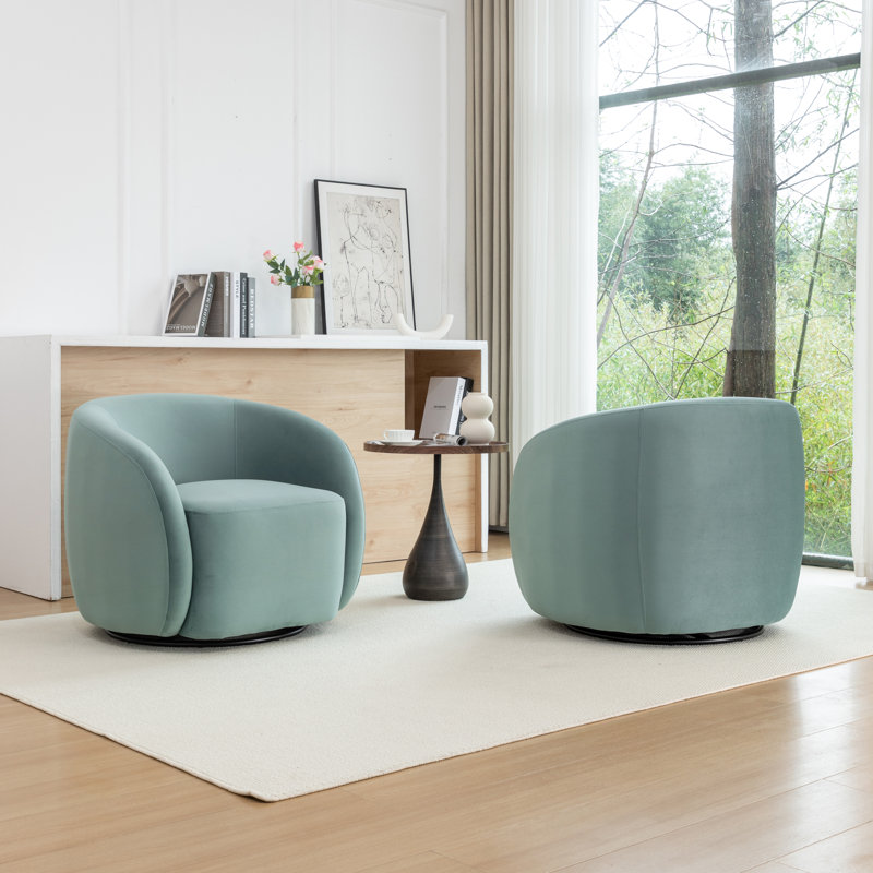 Arrun Velvet Swivel Barrel Chair, Blue