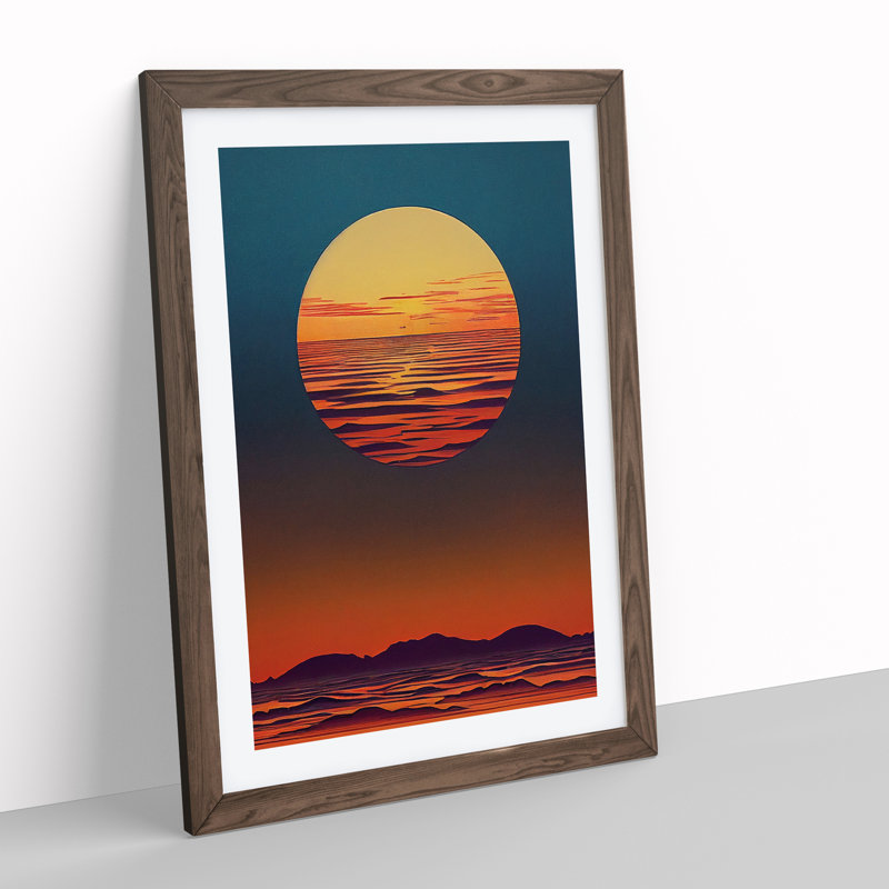 Mountain Sunset Abstract No.2 - Framed Print, 64cm H x 46cm W x 2cm D, Walnut