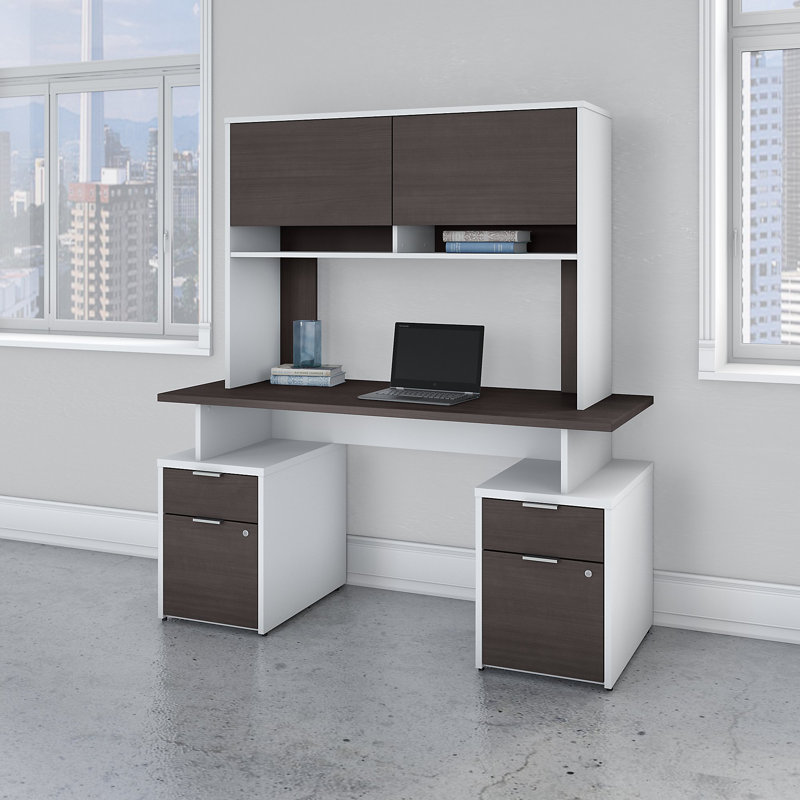 Bureau Jamestown, H 29,65 po x l 59,68 po x P 23,66 po, Blanc / Gris orage