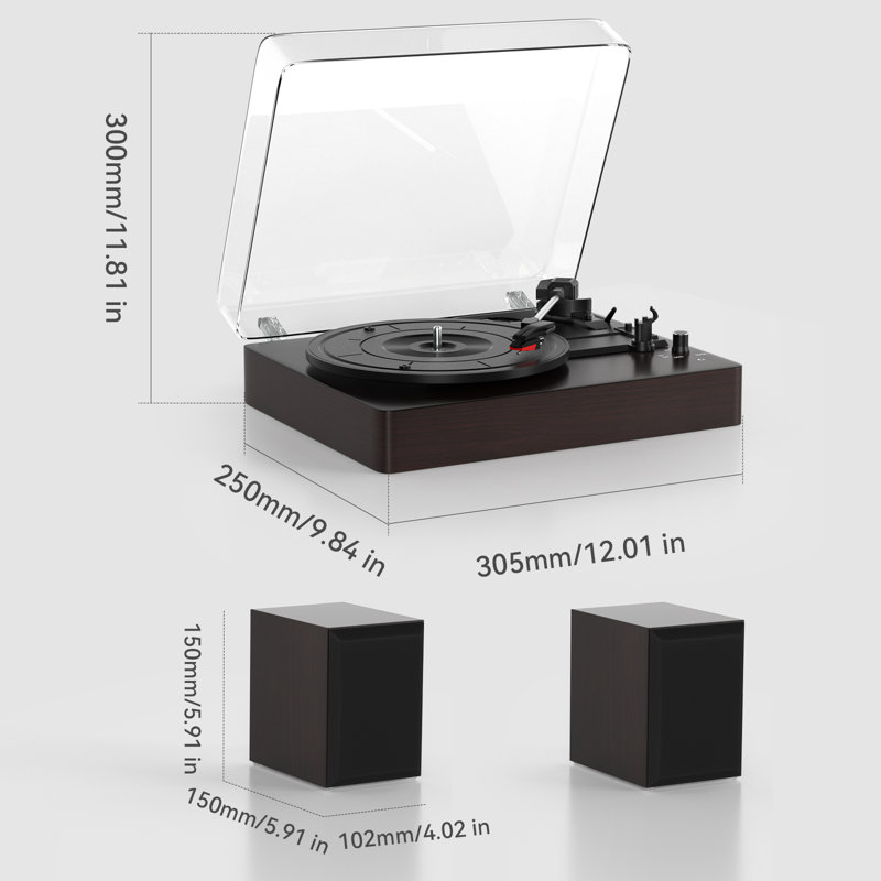 Tourne-disque vinyle en vinyle à 3 vitesses avec haut-parleur stéréo