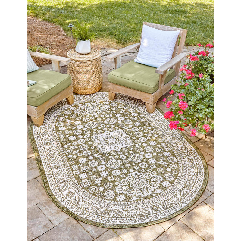 Tapis intérieur / extérieur brun Anarsja Southwestern, Ovale 5 pi 3 po x 7 pi 10 po