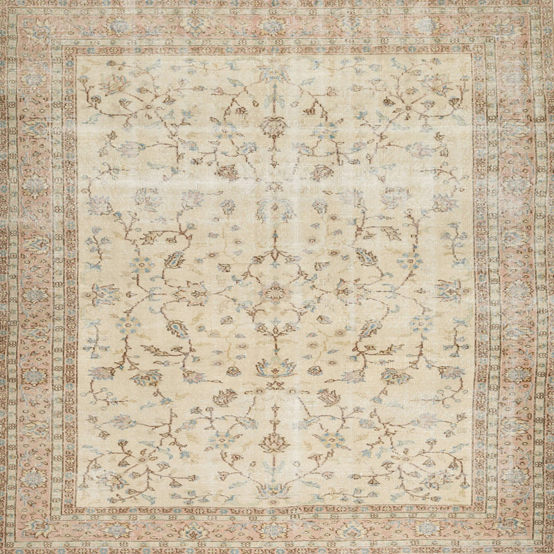 Tapis contemporain gris, Carré 5 pi