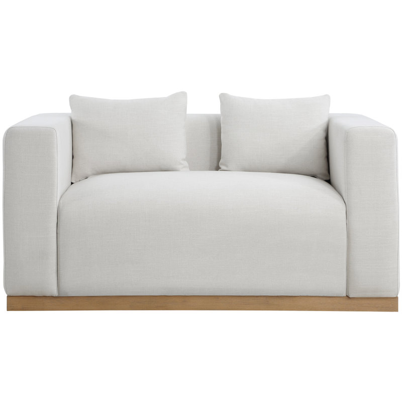 Causeuse 67 po, Tissu crème texturé en lin