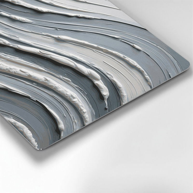 Horizontale rayée, nuage, gris, blanc, gris, métal, art mural, H 11 po x l 14 po