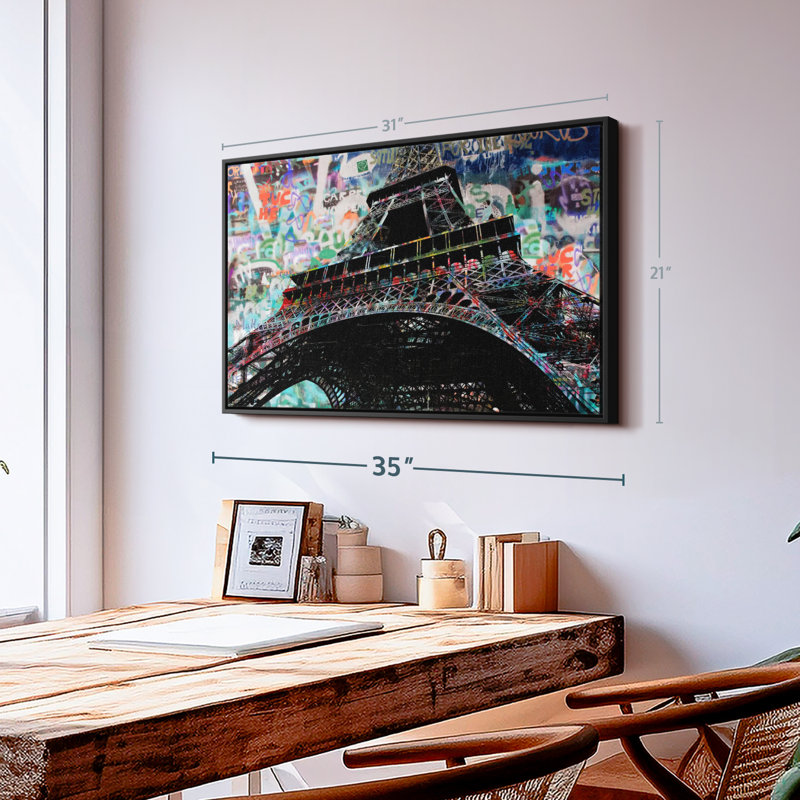 Impression sur toile Graffiti Tour Eiffel, H 21 po x l 31 po