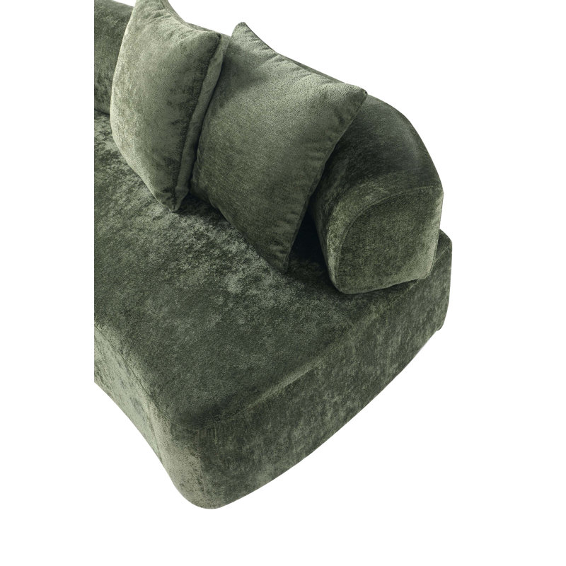 Giovedi 2-Piece Modern Chenille 112" Sofa and Accent Chair Set, Giovedi Green Chenille