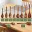 Ensemble 10 pièces d'ustensiles en bois de teck pour batterie de cuisine antiadhésive, cuillères et spatules en bois massif avec trous de suspension, ensemble complet de cadeaux de cuisine pour la pendaison de crémaillère de mariage