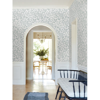 Papier peint botanique bleu clair Rowen