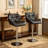 Contemporary Tufted Adjustable Height Hydraulic Bar Stools, Set Of 2, With Swivel Seat And Stable Base-1864460215