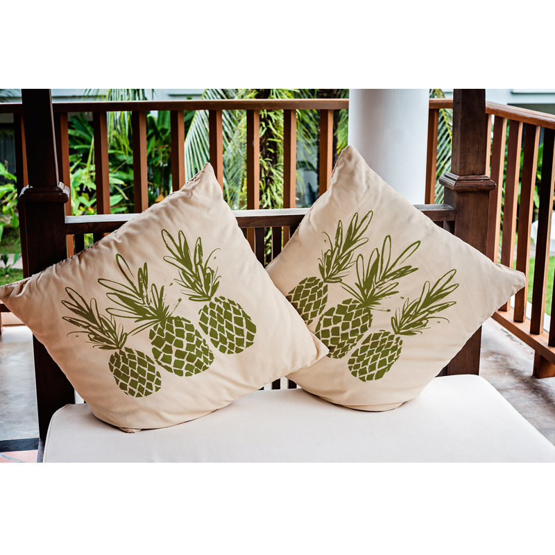 Coussin Pineapples, 18 po x 18 po, Olive