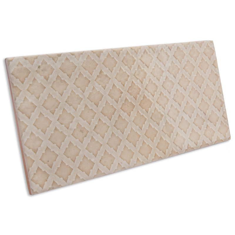 Camden 8" x 4" Ceramic Patterned Subway Tile, Beige