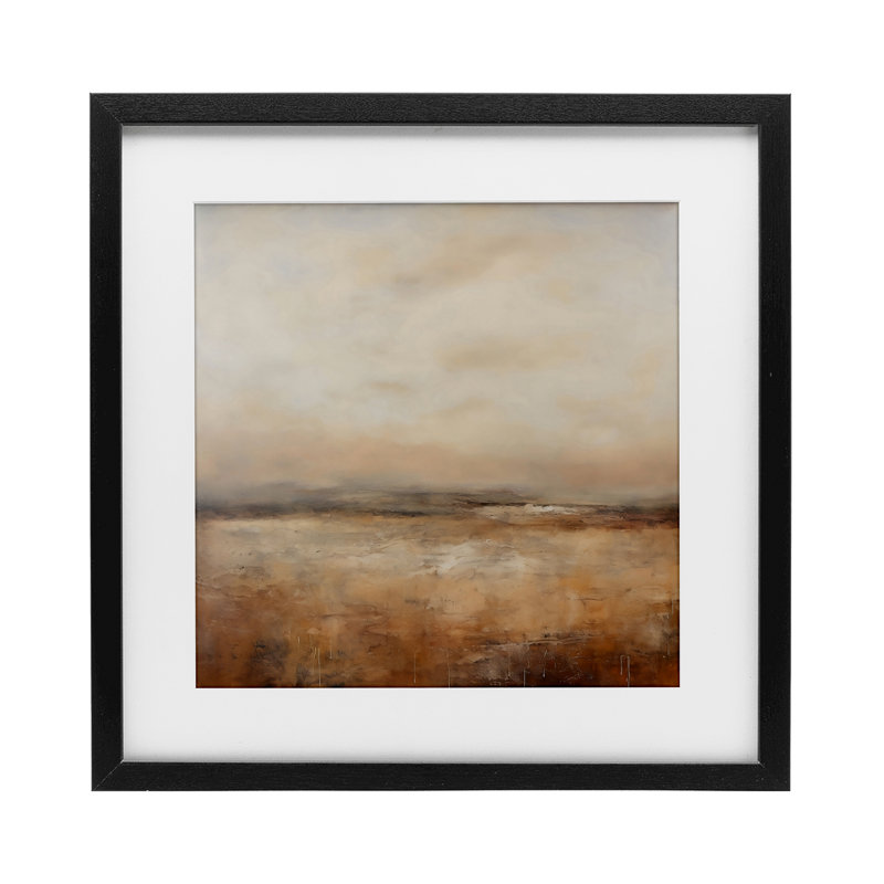 «Calm Abstract Landscape Neutrals», reproduction encadrée sous verre, design by Creative Studio, Cadre noir minuit