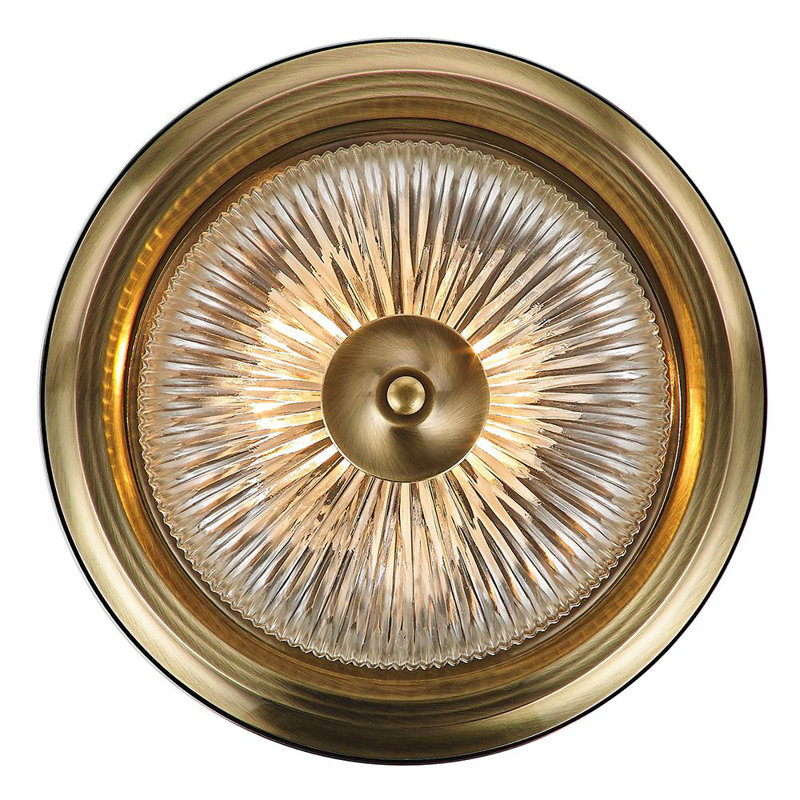 Leda Traditional IP44 Bathroom Ceiling Light With Stylish Glass Shade, Antique Brass