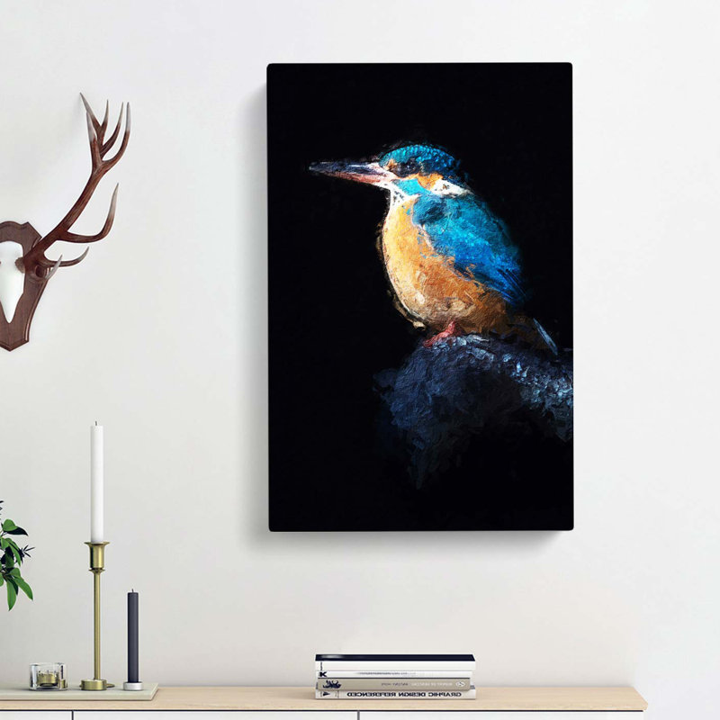 Kingfisher Bird In Abstract - Wrapped Canvas, 76cm H x 50cm W x 3cm D