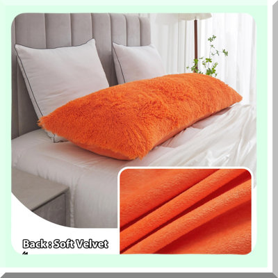 Luxury Orange Fluffy Body Pillowcase - Rectangular Pillowsham for Adults - Long Throw Pillow Cover for Bed