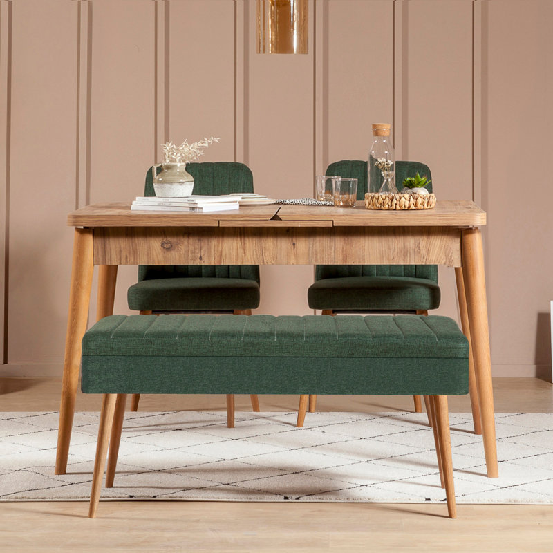 Manningtree 3 - Person Dining Set, Natural, Green/Natural, Natural