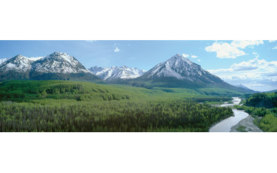 « river valley landscape », matanuska-susitna (tapis-su) valley, alaska, usa, reproduction de photo sur toile tendue