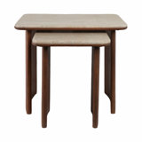 Kip Nested Travertine & Acacia Wood Side Tables