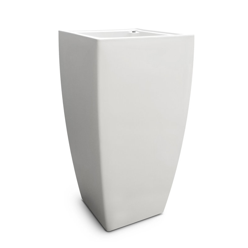 Mayne Kobi 32-Inch Self-Watering Tall Planter, White, 32" H x 17.5" W x 17.5" D