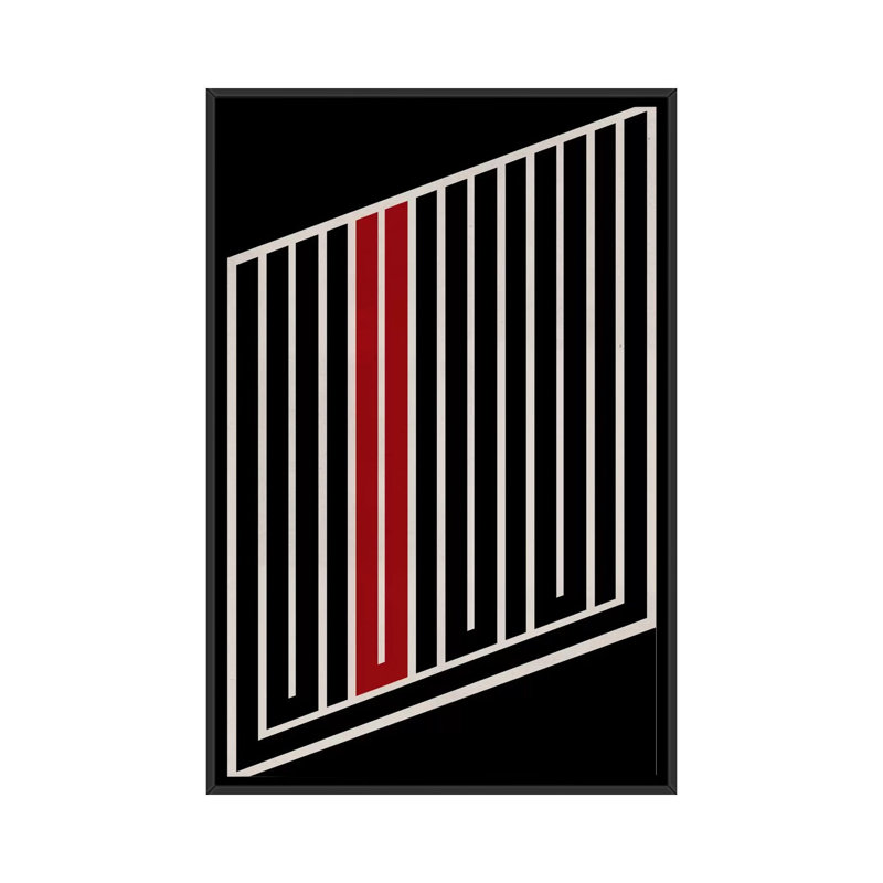 Albree Modern Maze, impression sur toile, Toile avec cadre flottant noir, Pas de tapis, H 48 po x l 32 po x P 1,5 po