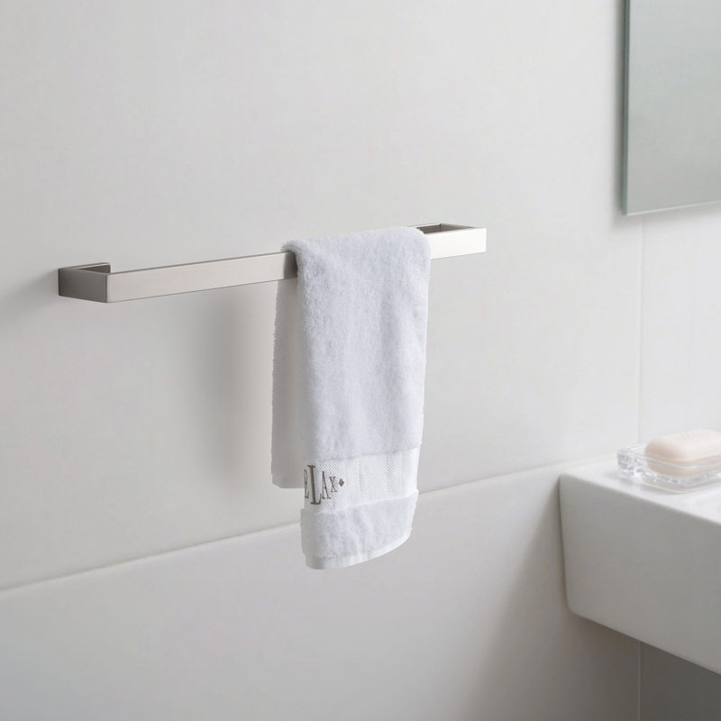 23.62in Wall Mounted Single Towel Bar, Brushed