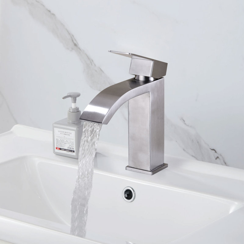 Bathroom Faucets Waterfall Bathroom Sink Faucet Modern Single Handle Pop-up Drain, Brushed Nickel