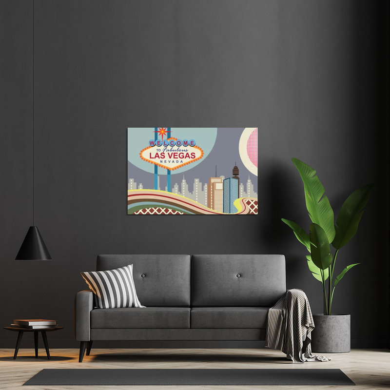 Las Vegas, reproduction sur bande de verre acrylique, H 16 po x l 24 po x P 0,25 po