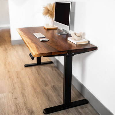 Live Edge Standing Desk with Solid Walnut Top and Dual-Motor Adjustable Frame