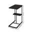 Table d'appoint en forme de C, hauteur 60 cm, structure en métal, tablette de rangement intégrée, se glisse sous le canapé, idéale pour un ordinateur portable ou une collation, noire.