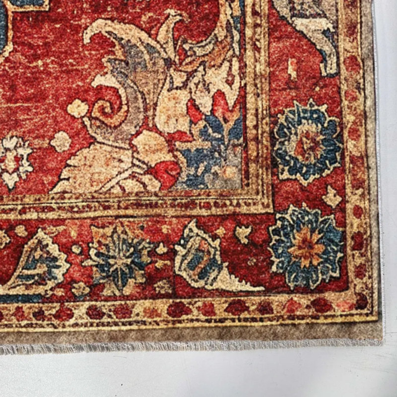 Tapis coulissant pour tapis en chenille rouge et bleu Designer, Tapis de couloir 3 pi 4 po x 11 pi 6 po