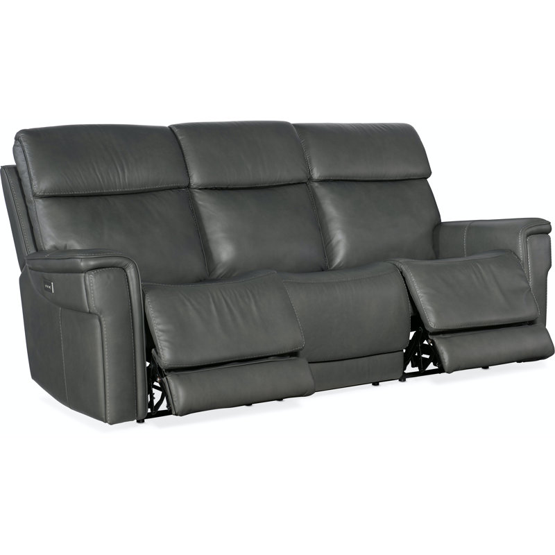 MS 89.5" MS Armless Power Recliner Sofa, Cuir véritable gris