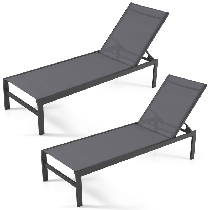 Chaise longue simple inclinable 60,5 po Arinn, gris