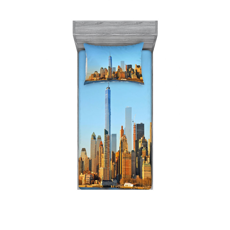 Ensemble de draps New York City, Ensemble de draps pour lit simple avec drap-housse