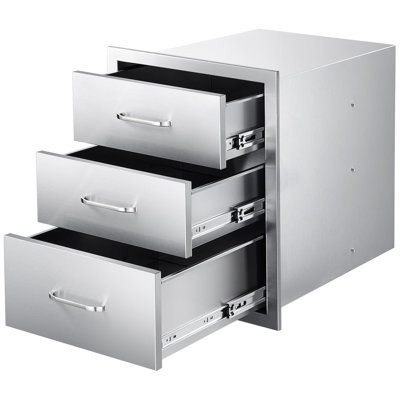 Tiroirs de cuisine d'extérieur l 18,11 po x P 23,23 po x P 23,23 po, trois tiroirs en acier inoxydable pour barbecue, haute température et imperméables, deux petits et un grands tiroirs pour une résistance de rangement efficace,