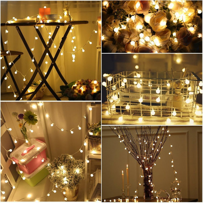 Frosted Globe Warm White LED String Lights Outdoor 100 - Bulb 396'' Plug-in LED Globe String Light, Warm White