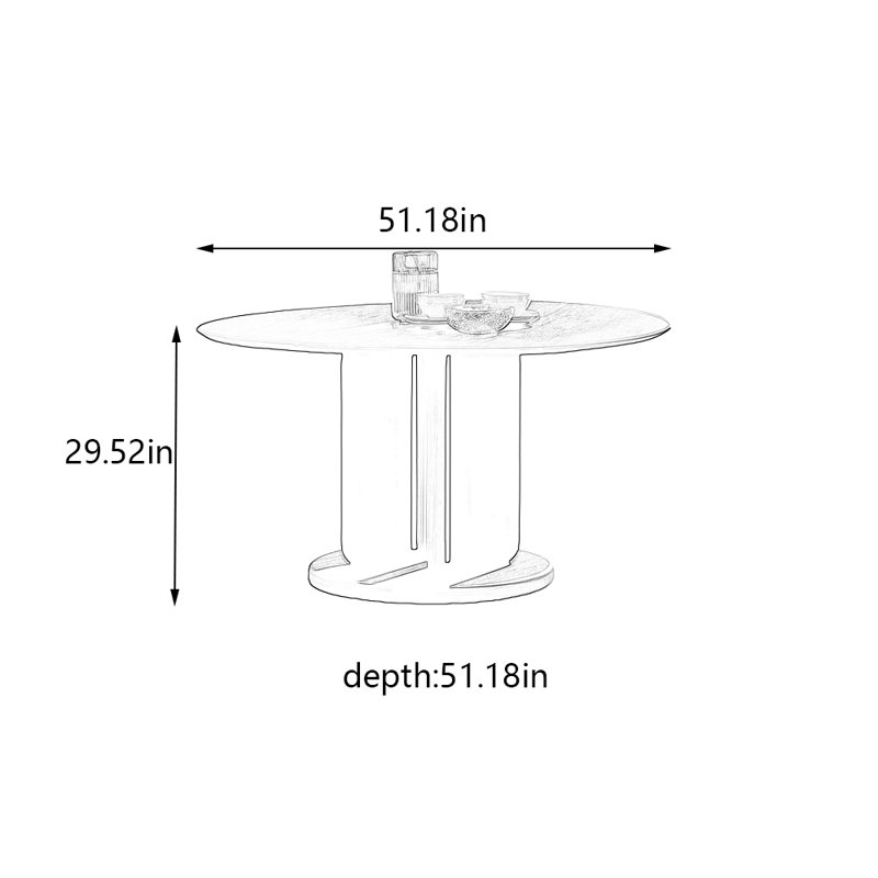 Simple creative solid wood round dining table, 29.52"H x 51.18"L x 51.18"W