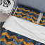 Ensemble de housse de couette moderne bleu et jaune à motif de chevrons glamour IV-125121923-109155519