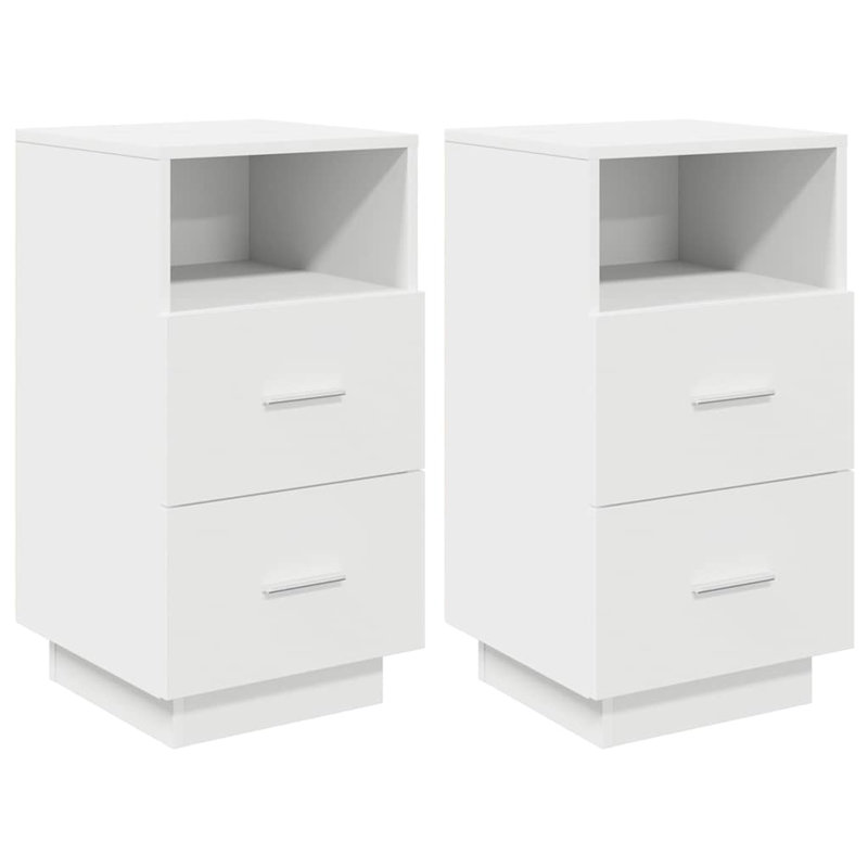 Kizzie 36cm W Manufactured Wood Bedside Table, White, Set of 2