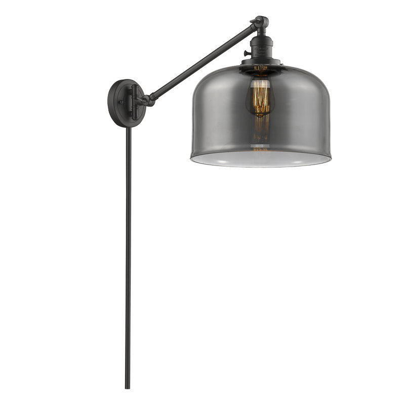 Bell - bras pivotant 1 lumière 12 po, Plaqué couleur fumée, Ampoule à DEL rétro de 3,5 W, Bronze frotté à l'huile