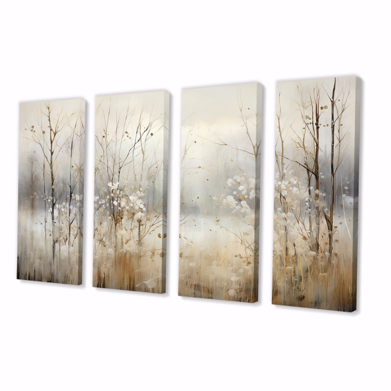 «Winter Meadow View Calmness II - Meadow», art mural 4 pièces, H 28 po x l 48 po