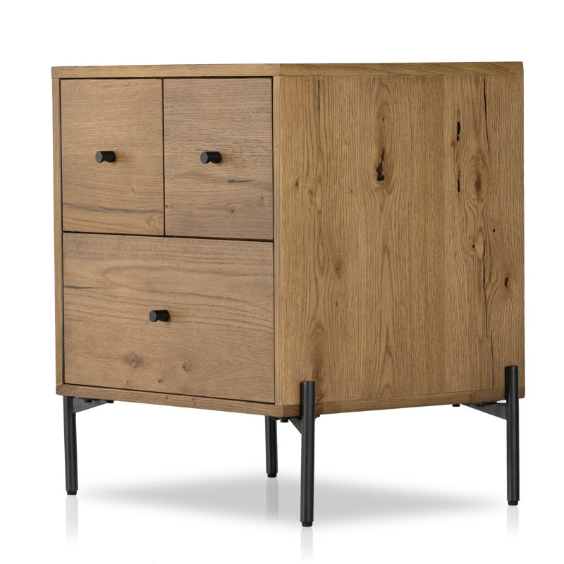 Eaton 3 - Drawer Nightstand, Amber Oak Resin