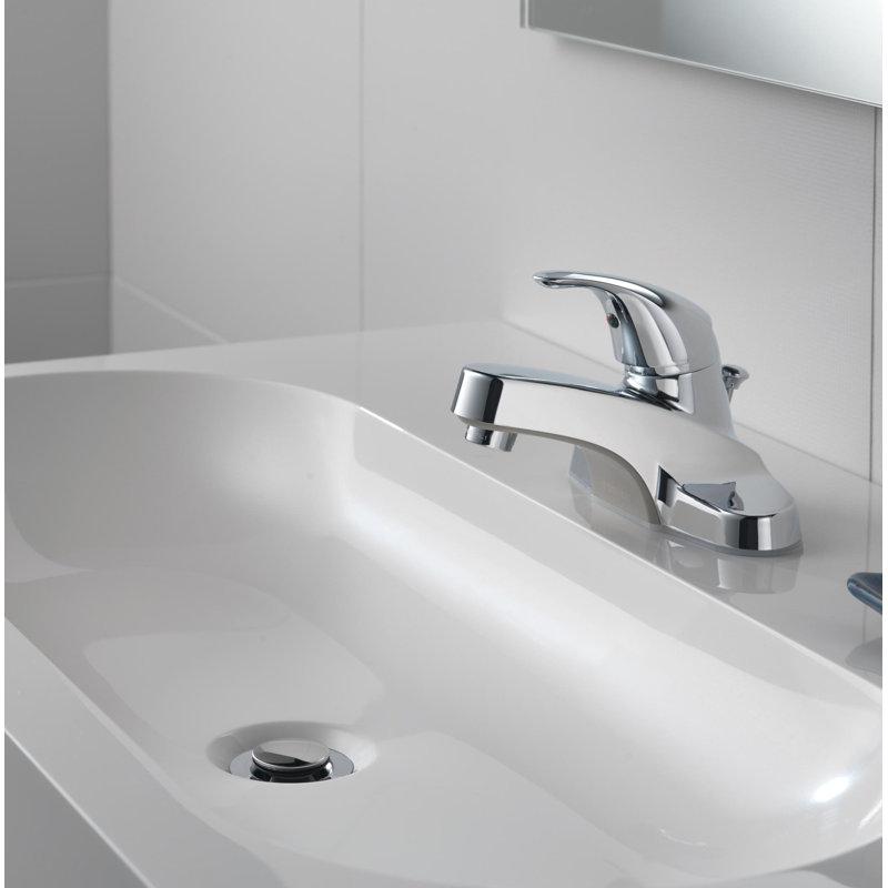 Core Centerset Bathroom Faucet with Drain Assembly, 2-handle Bathroom Sink Faucet, Chrome, Metal Drain Assembly