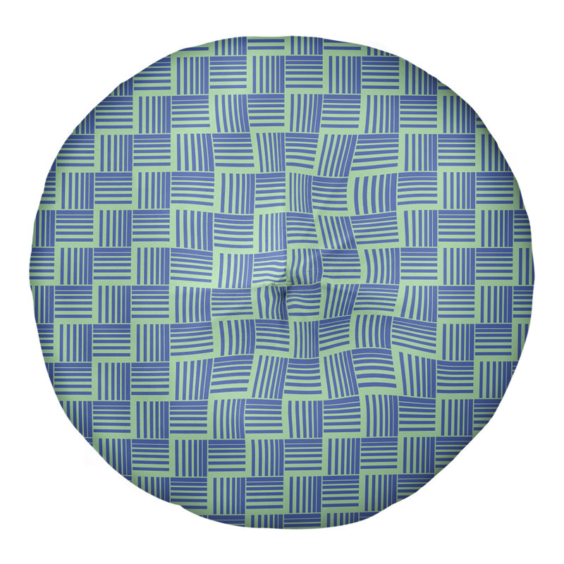 Coussin de sol classique à rayures Baskettressées, 26 po x 26 po, Vert/bleu