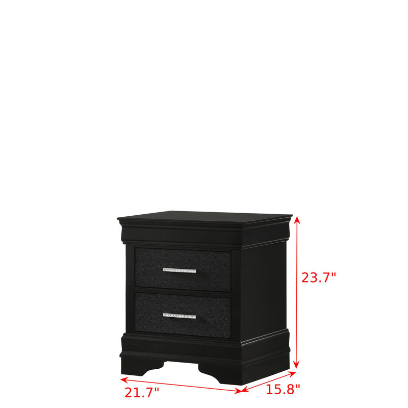 Ensemble de chambre à coucher à lit à panneaux 5 pièces Marucci, Grand, Deux articles : lit, table de chevet