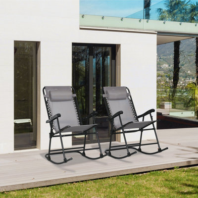 Braderick Outdoor Patio Rocking Chair Set Folding Garden Rocker