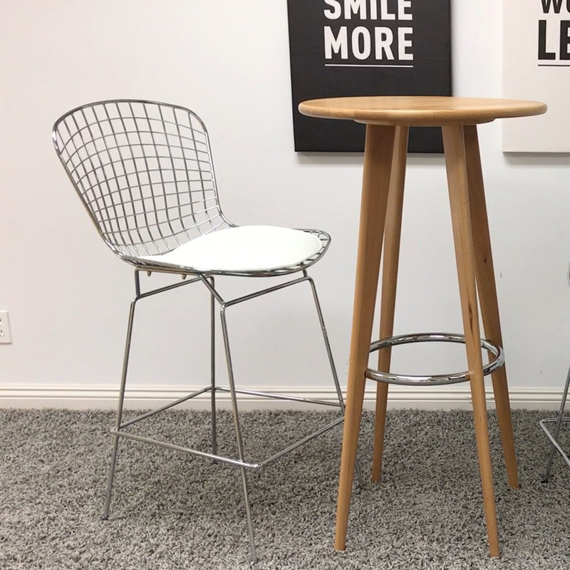 Jaaziah Upholstered Counter Stool with Metal Frame, White, Counter Stool (24" Seat Height)