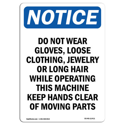 Avis - Ne pas porter de gants de vêtements amples
