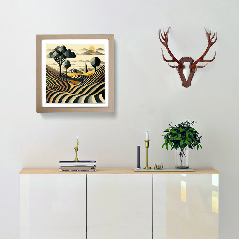 Landscape Op - Framed Print, Oak